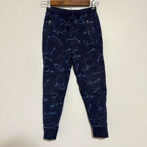 Hanna Andersson Navy Blue Shark Print Kids Joggers Size 8 / 130cm
